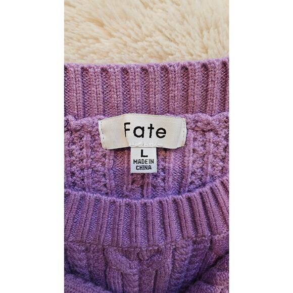 Fate Cable Knit Sweater, Puff Sleeve Wool Blend Womens Sz L, NEW - Picture 3 of 7